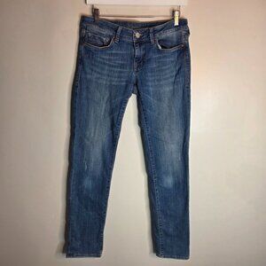 Mavi Jeans Women's Emma Slim Boyfriend Distressed Blue Stretch Denim 26x32